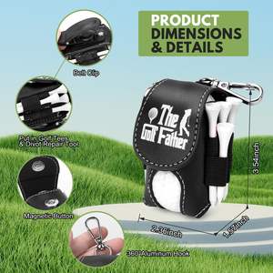 Custom Golf Ball Bag Pouch with Golf Tee Holder Leather Golf Ball Pouch with Belt <b>Clip</b> Golf Ball Bag <b>for</b> Men Women Storage Gift - Product Image 2