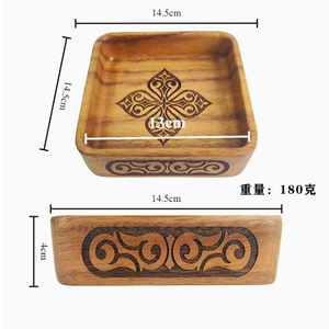 Piatto Quadrato Piccolo in Legno di Acacia Fatto <span class=keywords><strong>a</strong></span> <span class=keywords><strong>Mano</strong></span>, Biodegradabile, Classico per Matrimoni, per Frutta Secca e Snack - Product Image 4