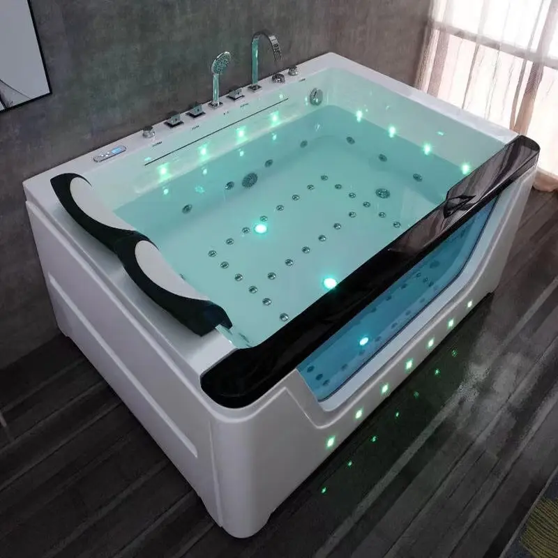 Classe fábrica novo design de banheiro acrílico, 2 pessoas, banheira de hidromassagem com painel de controle vídeo led bobble