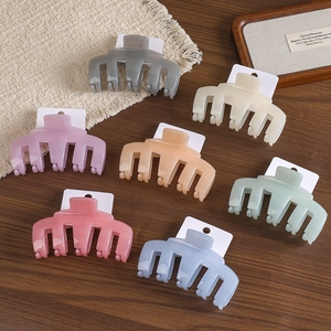 Fermagli per capelli a pinza da 10,5 cm in PC, lucidi, colori Morandi, piatti e curvi, per coda di cavallo, antiscivolo, per capelli spessi, confezione su cartoncino, pronti per la vendita al dettaglio - Product Image 1