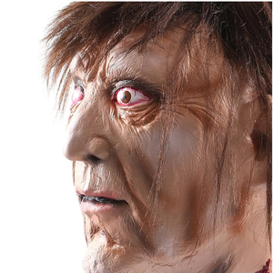 Testa Staccata in Latex per Decorazioni di Halloween, Capelli Castani, <span class=keywords><strong>Occhi</strong></span> Rosso Sangue, Collo in Rottura, Dettaglio Spaventoso, Accessorio Horror per Casa Stregata - Product Image 4