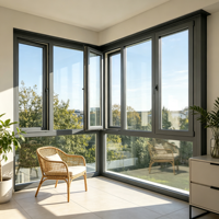 Ventana Abatible de Aluminio con Rotura de Puente Térmico, Certificación CE, Triple Acristalamiento, Aislamiento Acústico, Antirrobo RC2, Estilo Passivhaus, Tamaño Personalizado
