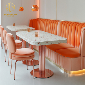 Mesa de Mármol para Cafetería, Restaurante, con Sillas, Sofá, Asientos Tipo Booth, Muebles para Cafetería - Product Image 3