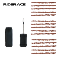Peralatan Perbaikan Ban Tubeless Sepeda RIDERACE Dengan 10 Strip Karet untuk Perbaikan Darurat Tanpa Lem, Kit Perbaikan Tusukan Sepeda MTB dan Road Bike