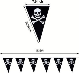 Drapeau de pirate Joli Roger, guirlande de drapeaux pour décoration de fête, bar, club sportif, festival scolaire, célébration - 16,5 pieds - Product Image 2