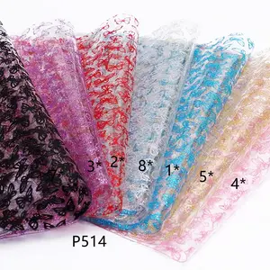 Película transparente de PVC P514 con diseño de mariposa brillante, cuero personalizado para bolsas, pinzas para zapatos, accesorios para el cabello, suministros artesanales
