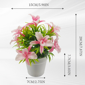 กล้วยไม้ฟาแลนนอปซิสประดิษฐ์ในกระถางขนาด 20 ซม. กระถางสีขาว พลาสติก ดอกไม้ปลอม ตกแต่งบ้านในร่ม - Product Image 3