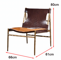 Fauteuil de loisirs forgé à la main de style Mid-Century, chaise de réception pour le thé, fauteuil d'appoint individuel en cuir ciré de designer pour salon