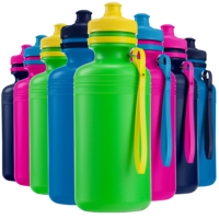 Botella de Agua Deportiva de Plástico para Niños, Libre de BPA, con Tapa de Empuje y Tirador, Reutilizable, para la Escuela y Actividades al Aire Libre