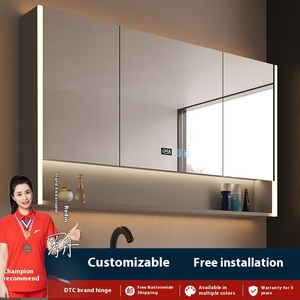 <span class=keywords><strong>Armoire</strong></span> à miroir <span class=keywords><strong>murale</strong></span> intelligente pour salle de bain <span class=keywords><strong>avec</strong></span> support de rangement intégré Finition laquée légère Panneau de <span class=keywords><strong>porte</strong></span> Boîte de rangement séparée - Product Image 6