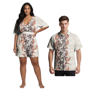 Combinaison hawaïenne <span class=keywords><strong>sexy</strong></span> pour femmes, chemises décontractées pour hommes style Tapa Samoan, vêtements unisexes à motif tribal polynésien pour amoureux, costume personnalisé pour <span class=keywords><strong>couple</strong></span> - Product Image 3