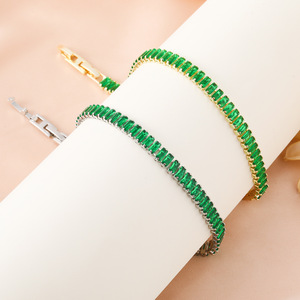 Bracciale Tennis Classico BJG0242B Placcato Oro con Zirconi Colorati e Perline Quadrate - Product Image 5
