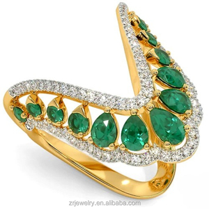Joyería de Esmeralda de Laboratorio en Oro Sólido 14K - Diseño Personalizado OEM - Servicio <span class=keywords><strong>CAD</strong></span> Gratis - Pedido Mínimo 1 - TELUL - Product Image 4