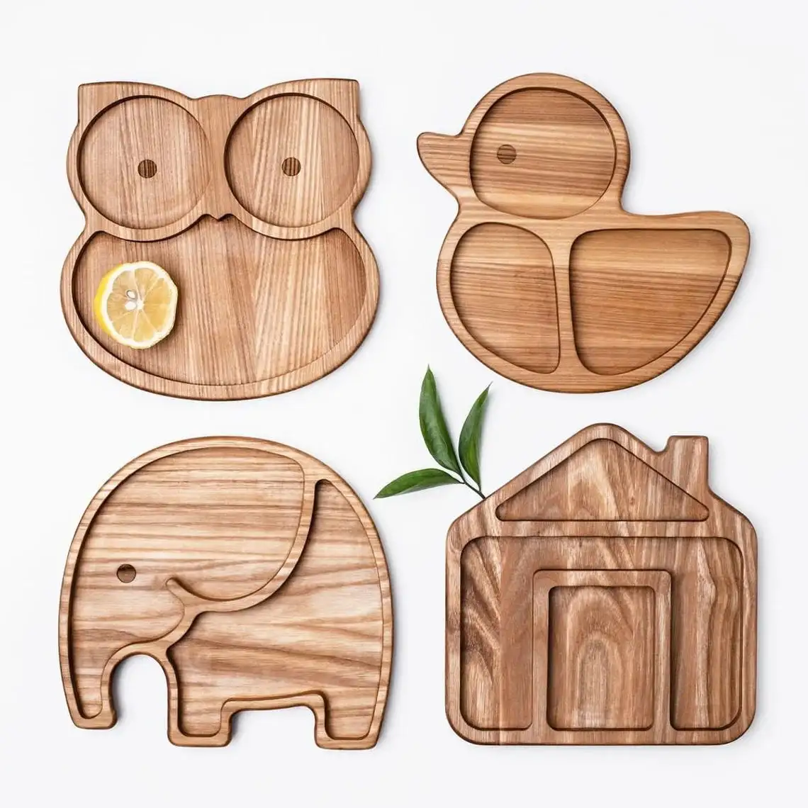 Plaque en bois pour enfants en forme d'éléphant et de hibou, plateau pour nourrir les bébés, 12 pièces