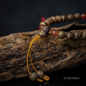 Pulsera de madera de agar para mujer de 7 mm, cuentas de madera de oud natural con dije de jade, joyería Feng Shui hecha a mano - Product Image 4