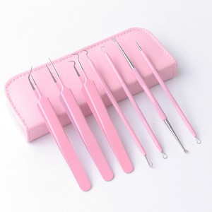 KHC 7 Piece Blackhead Extraction <b>Needle</b> Set Stainless Steel Acne Remover Face Skin Care Tool Kit with Zipper <b>Case</b> - Product Image 5