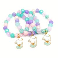 Bracelets en perles acryliques faites main, 1 pièce, bracelet à breloques sirène en résine arc-en-ciel pour filles, cadeaux d'enfants