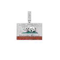 Bijoux fins classiques plaqué or 14 carats glacé cubique Zircon diamant 925 argent république état ours drapeau galaxie pendentif pour hommes