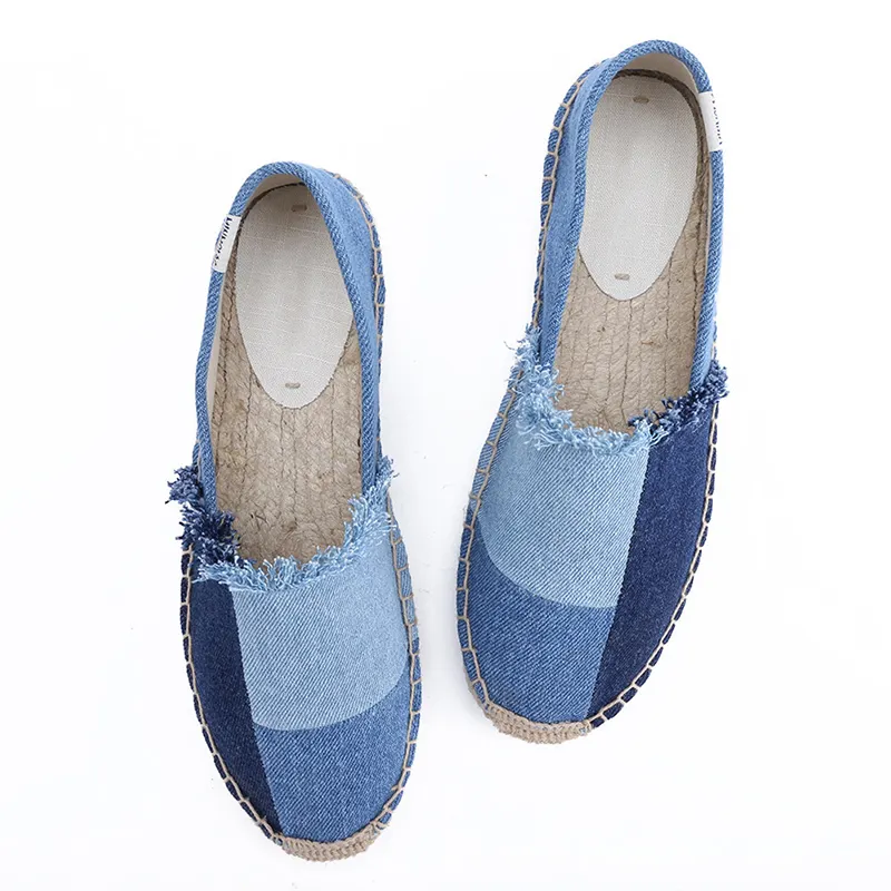 Latest Design Denim Blue Flat Espadrilles Retro Espadrilles Casual Breathable Canvas Shoes