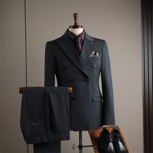 Costume de Mariage <span class=keywords><strong>Homme</strong></span> Noir Formel Slim Fit Nouveau Design Croisé à Double Boutonnage avec Braguette Zippée - Product Image 5