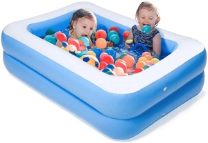 Bañera inflable personalizada para niños, <span class=keywords><strong>piscina</strong></span> de bolas, dos anillos, azul y blanco, PVC, familiar - Product Image 2