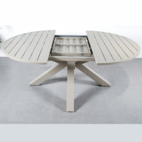 Ensemble de table à manger ronde extensible d'extérieur avec cadre en aluminium