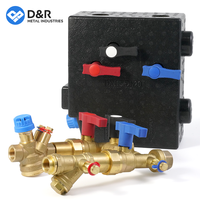 Ensemble de vanne intégré D&R Brass FCU DN15-DN20 pour unité de ventilo-convecteur, vanne CVC avec isolation EPP ignifuge, fabricant OEM