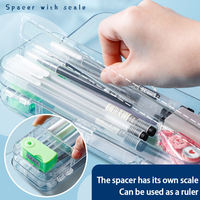 Accessoires de papeterie Trousse à crayons en plastique transparent avec une règle Boîte d'école multifonctionnelle
