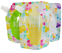 Pochette souple personnalisée écologique de 1L avec bec verseur pour jus de fruits, détergent liquide ou boissons, avec logo personnalisé en PE
