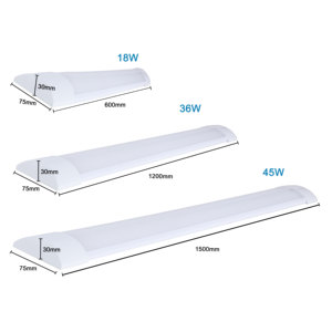 Plafonnier LED ultra-plat CE RoHS 2ft 4ft 5ft 18W 36W 45W 3CCT sélectionnable, <span class=keywords><strong>lampe</strong></span> linéaire entièrement en plastique, vente en gros d'usine OEM - Product Image 2