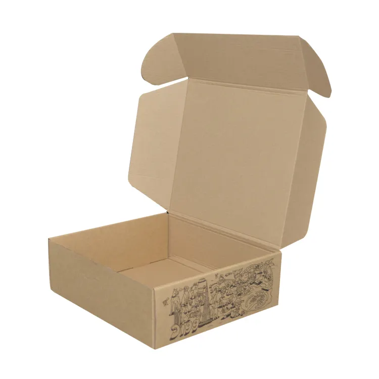 Boîte d'expédition personnalisée recyclée, logo imprimé, boîtes d'emballage de luxe en papier kraft ondulé pliable pour vêtements