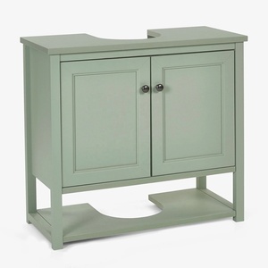 Custom Modern Style Freestanding Sage Green Bathroom <strong>Vanity</strong> <strong>Unit</strong> <strong>Under</strong> Single <strong>Sink</strong> with Open Shelf Shaker Design Storage <strong>Unit</strong> - Product Image 3