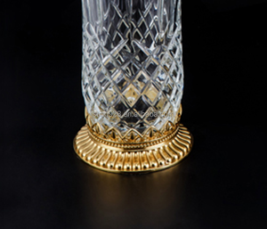Home Decor Luxury Flower Glass <strong>Vase</strong> Glass &amp; <strong>Crystal</strong> <strong>Vases</strong> Large Carved Brass <strong>Crystal</strong> <strong>Vases</strong> for Centerpieces - Product Image 3