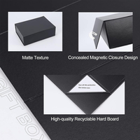 Boîte cadeau en papier personnalisée noire pliable de luxe avec fermeture magnétique pour bijoux de demoiselle d'honneur, mariage, Noël, avec couvercle