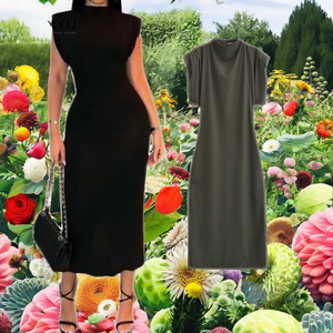 Women's Sleeveless V-neck Maxi <b>Dress</b> Solid Color Simple Summer Minimalist Style Spandex Polyester Knitted - Product Image 2