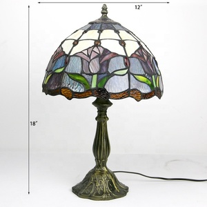 Lámpara de Mesa LED AC E26 de Vidrio Multicolor de 12 Pulgadas de Alta Calidad LongHuiJing, Diseño de Tulipán, Cúpula Flexible, Estilo Simple para Habitación - Product Image 2