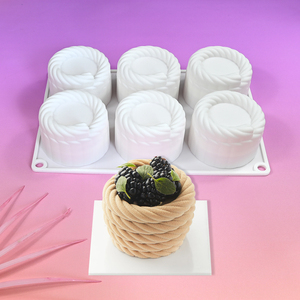 Moule à gâteau en silicone à 6 cavités en forme de colonne tourbillonnante, antiadhésif et flexible, pour la préparation de mousses françaises, de desserts et de chocolats - Product Image 6