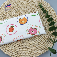 Groothandel 260gsm 92% P 8% Sp Gebreide Polyester Print Witte Cartoon Beer & Fruit Patroon Stretch Kids Kleding & Home Decor Lage Prijs