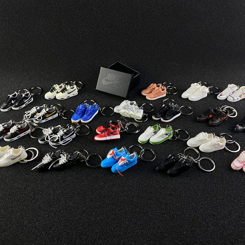 ขายส่ง Designer พวงกุญแจ Custom PVC พิมพ์3d รองเท้าผ้าใบ AF 1 Mini รองเท้า Air Force Keychain