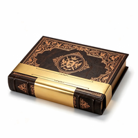 Boîte cadeau rigide de luxe en similicuir gaufré personnalisé, style livre, avec doublure en mousse EVA noire, pour la protection de l'environnement