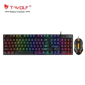 TF200 Wired Gaming RGB Mechanical Feeling English Spanish Russian Backlit Keyboard And Mouse Combos For Gamer PC Laptop