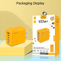 Chargeur rapide 120W avec 4 ports PD + 1 port USB, QC3.0, adaptateur pour appareil photo, écouteurs, type-c, chargeur mural USB avec rotation à 360°