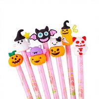 Set Penutup Pulpen Dekoratif 3D PVC Cetak Digital Halloween dan Natal Kreatif, Lucu, Kartun, Mini, Lembut, Pulpen Gel