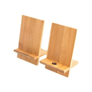 Bamboo Wood Mobile Phone Stand Desktop Charging Base Natural Color <b>Tablet</b> <b>Holder</b> Minimalist Design - Product Image 5
