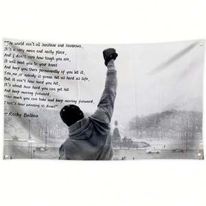 ธงคำคมสร้างแรงบันดาลใจ ร็อคกี้ บัลบัว ซันไชน์ แอนด์ เรนโบว์ส ขนาด 3x5 ฟุต พร้อมห่วงทองเหลืองอย่างดี สำหรับตกแต่งภายนอก - Product Image 1