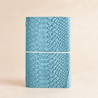 Carnet A6 personnalisé en cuir PU gaufré motif python aquatique, organiseur rechargeable avec œillets dorés, marquage OEM, boîte cadeau de luxe cousue