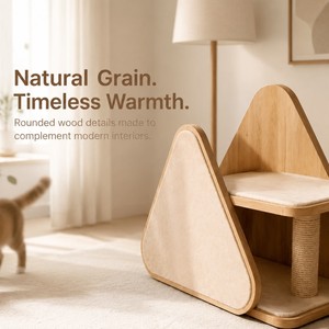 Condo pour <span class=keywords><strong>chat</strong></span> en bois style maison, griffoir en sisal, <span class=keywords><strong>arbre</strong></span> à <span class=keywords><strong>chat</strong></span> d'intérieur pour la sieste - Product Image 6