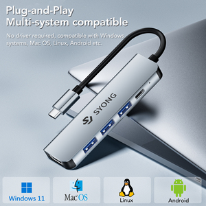 Hub USB-C SYONG 5-en-1 avec <span class=keywords><strong>HDMI</strong></span> 4K30Hz, PD 100W, 3 ports USB-A 3.0/2.0, station d'accueil 5 ports pour téléphone/ordinateur portable/tablette, Plug and Play - Product Image 5