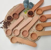 Cuillères doseuses en bois de hêtre personnalisées avec clip de fermeture, cuillère doseuse en bois avec clip et logo pour grains de café et feuilles de thé