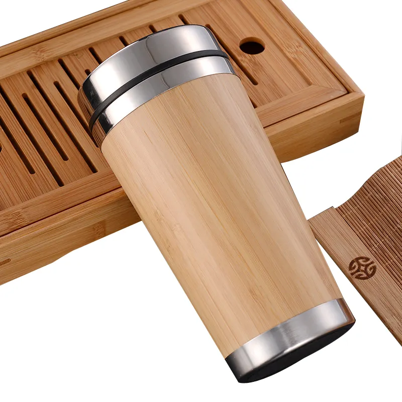 Holz Reise Isolierte Kaffee Tasse Edelstahl Bambus Becher Mit Deckel Kühlen Kaffee Becher